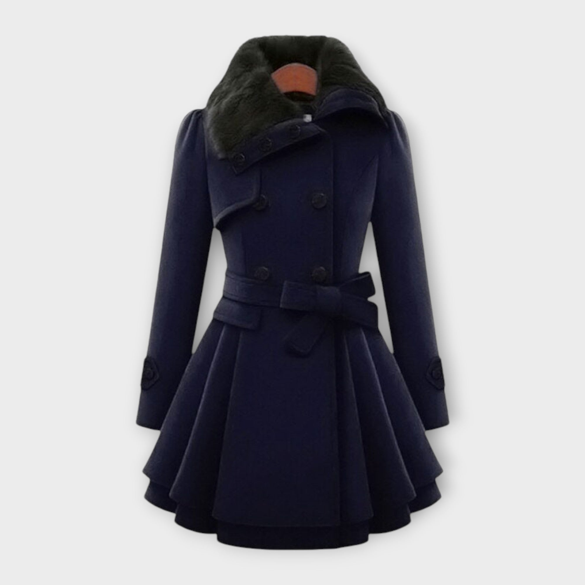 Emma - Elegant coat with faux fur