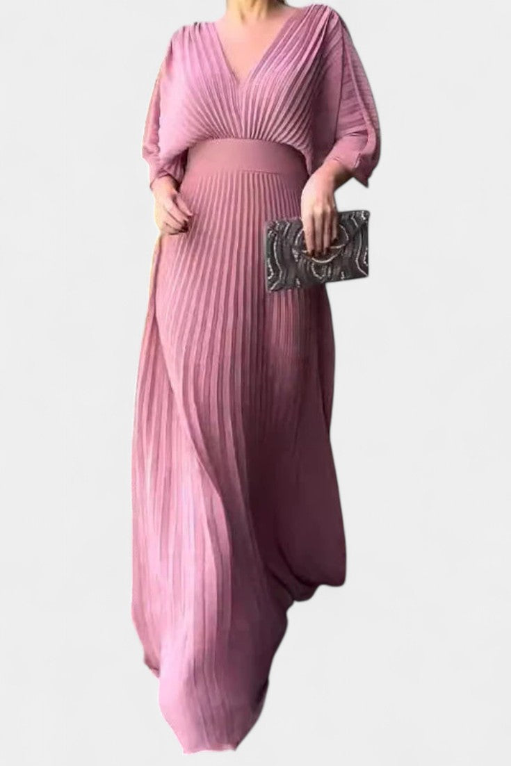 Midi šaty Anita s plisé a výstřihem do V