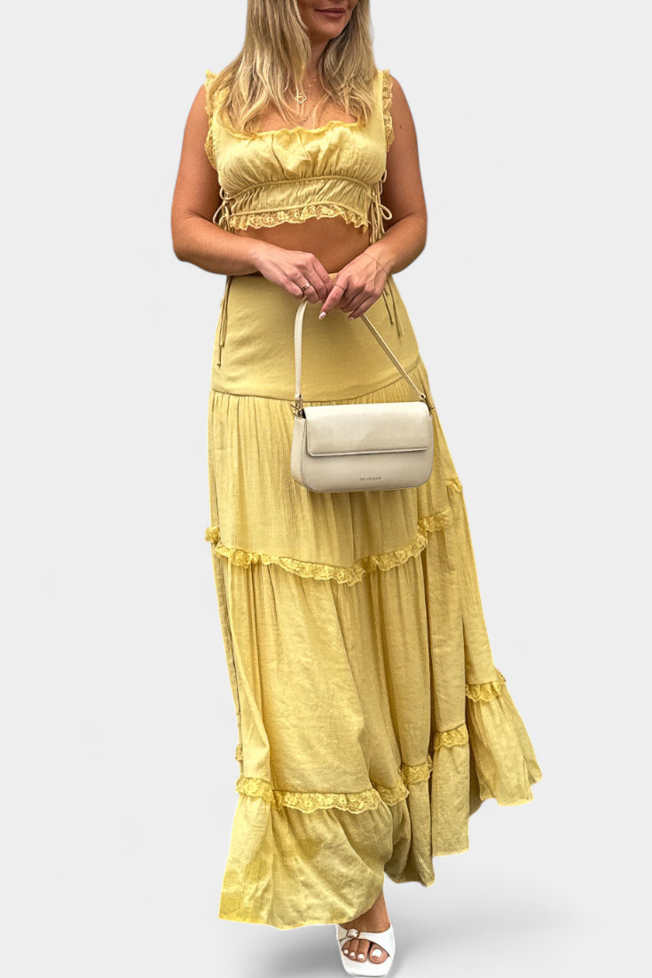 Ilys Romantic Set with Lace Top and Long Voluminous Skirt