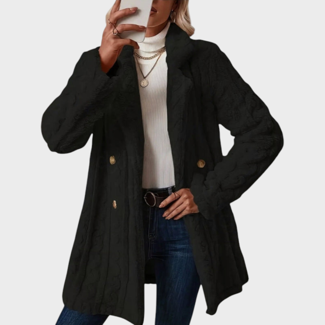 Nimfia | Double-Breasted Wool Blend Mid-Length Coat