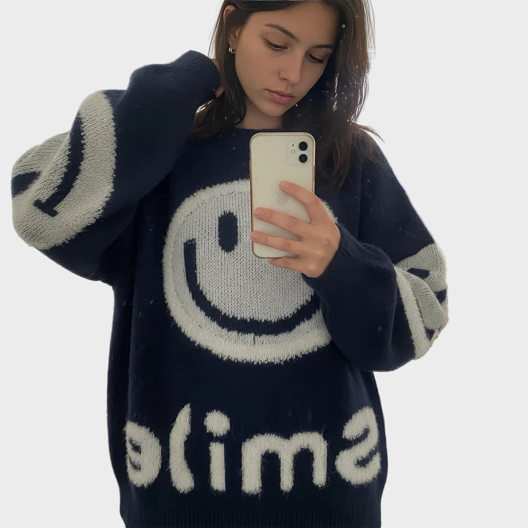 Paula - Oversized Fuzzy Smile Sweater