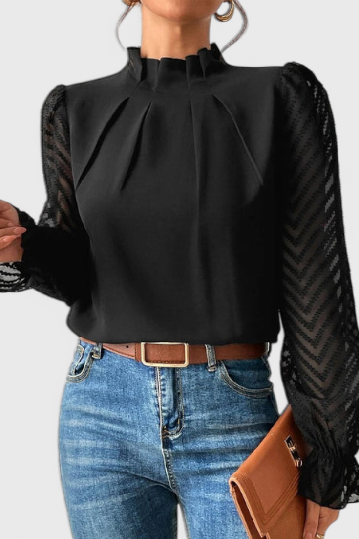 Helga Navy Long Sleeve Blouse