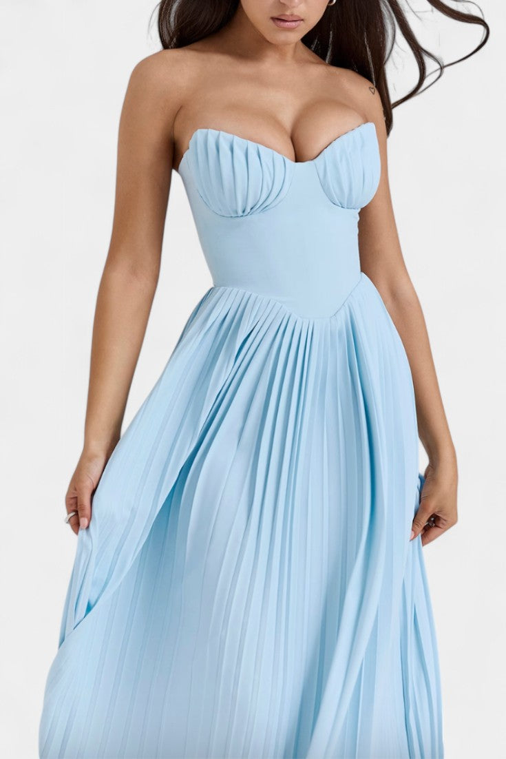 Seraphina Pleated Strapless Dress with Bust