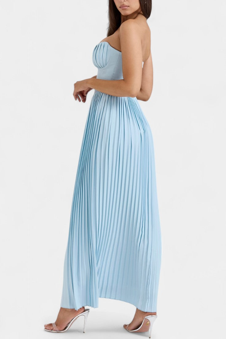 Seraphina Pleated Strapless Dress with Bust