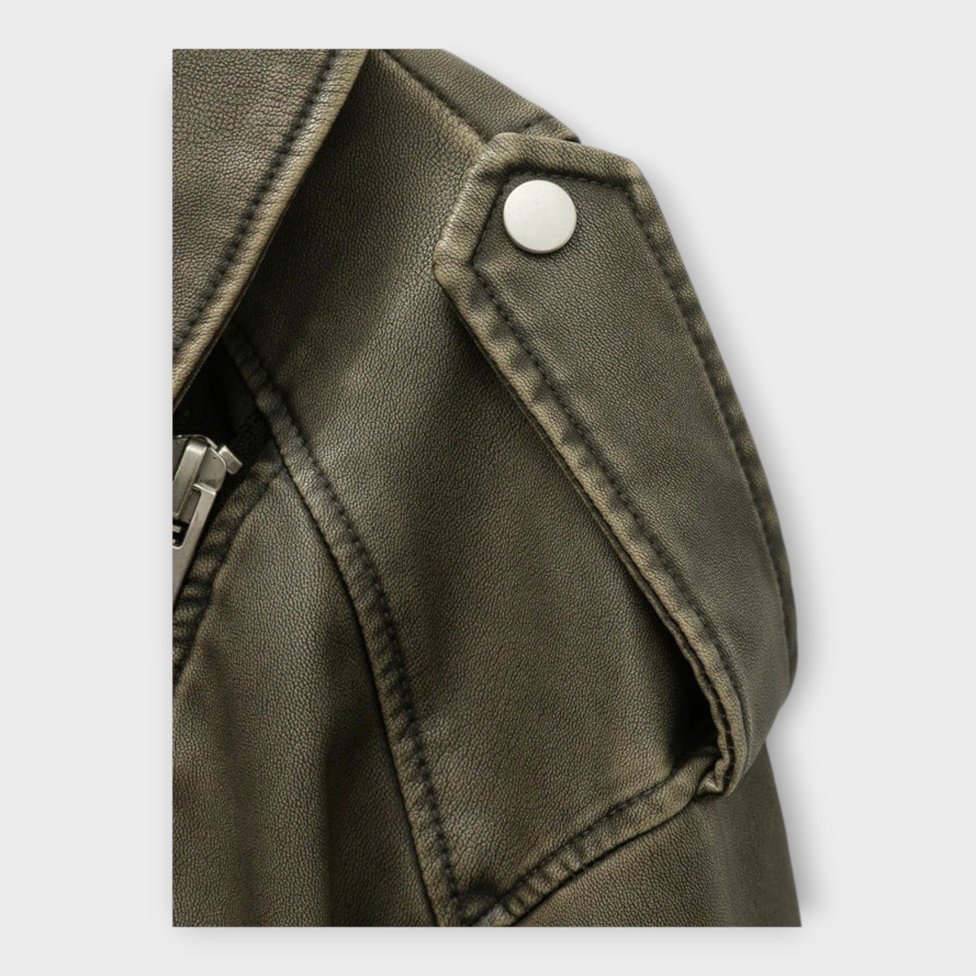 Modern Short Leather Jacket with Belt and Sophisticated Aesthetics
