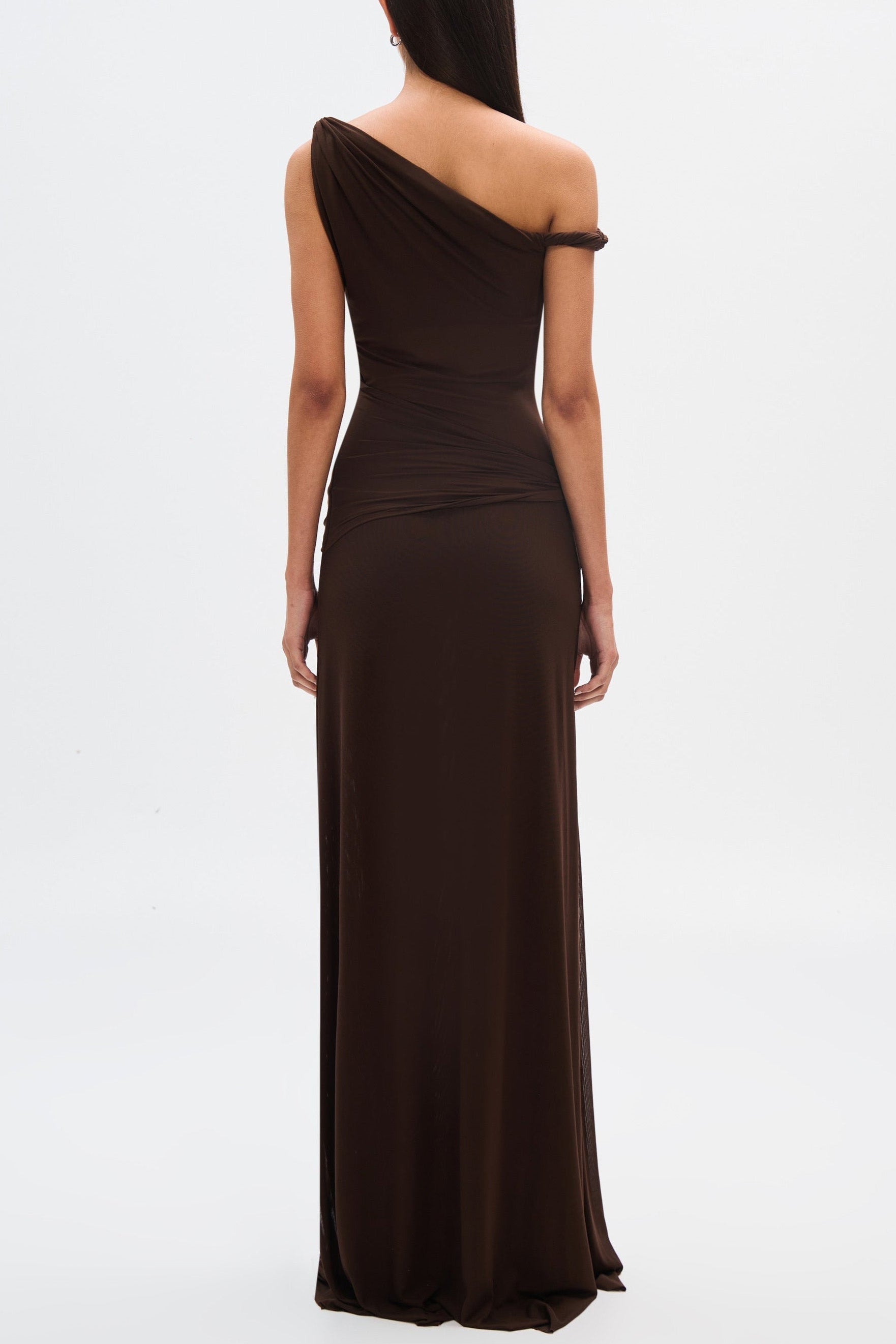 Eranda Mesh Drape Maxi Dress