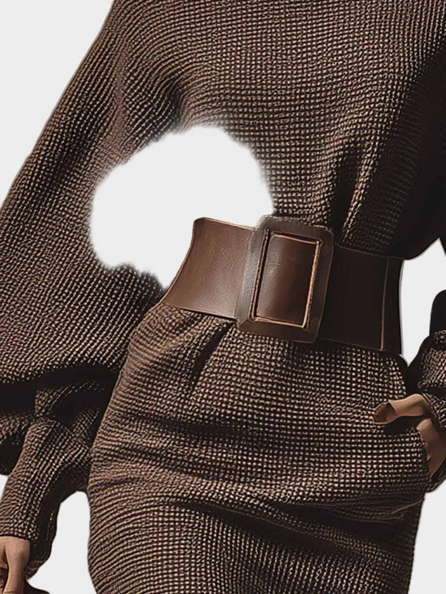 Camille | Krátké pletené šaty se strukturovaným páskem