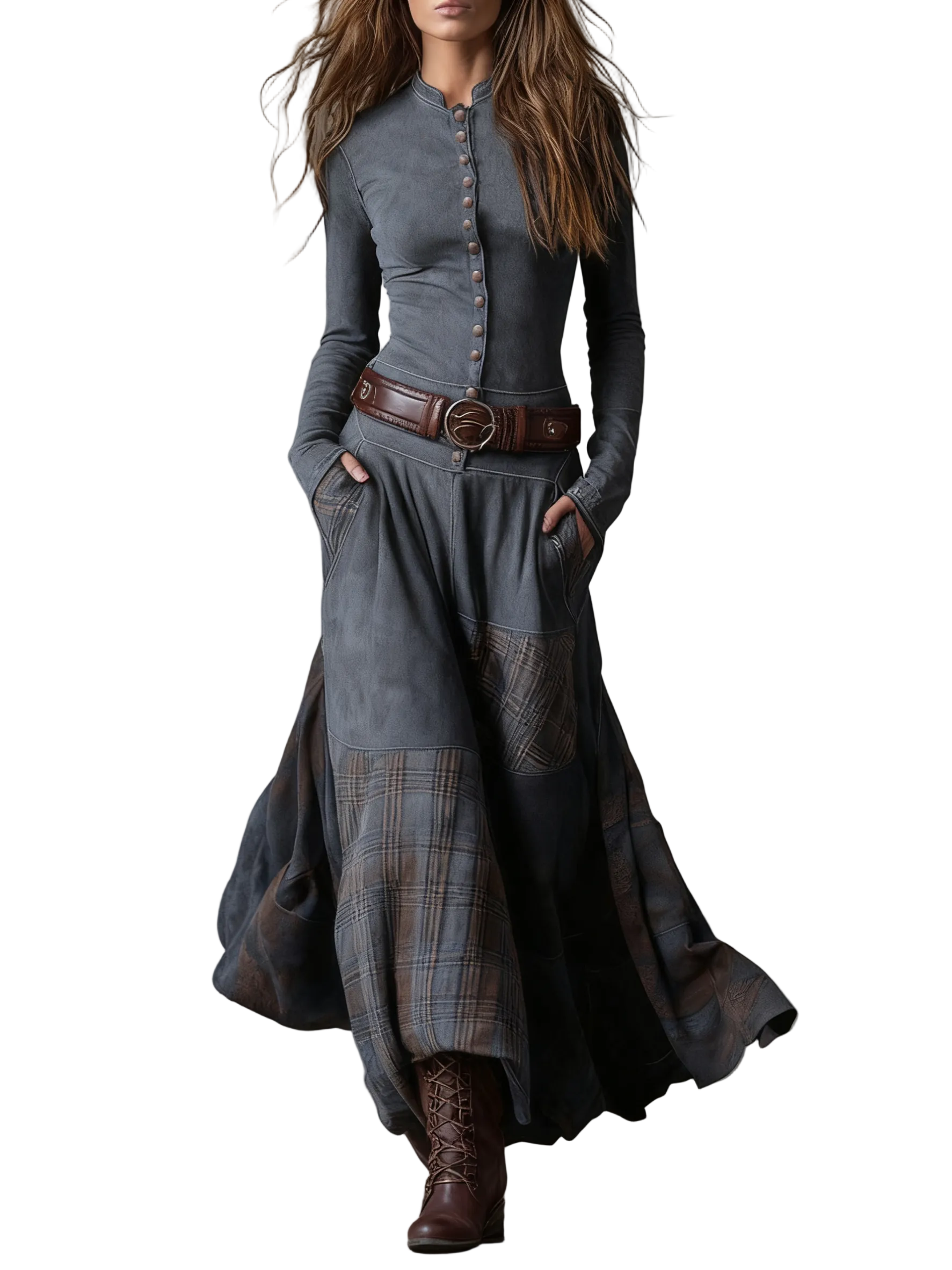 Izabella - Suede Maxi Dress