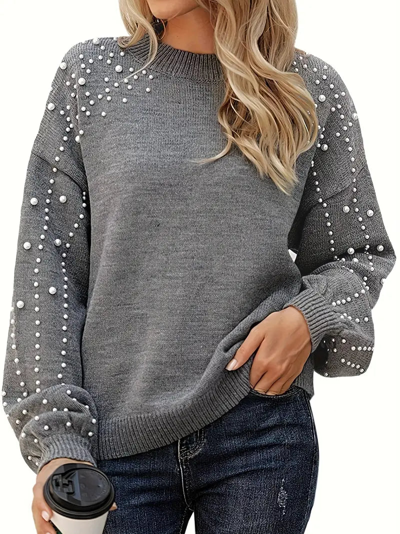 Quinlee - Knitted blouse with long sleeves and round neckline