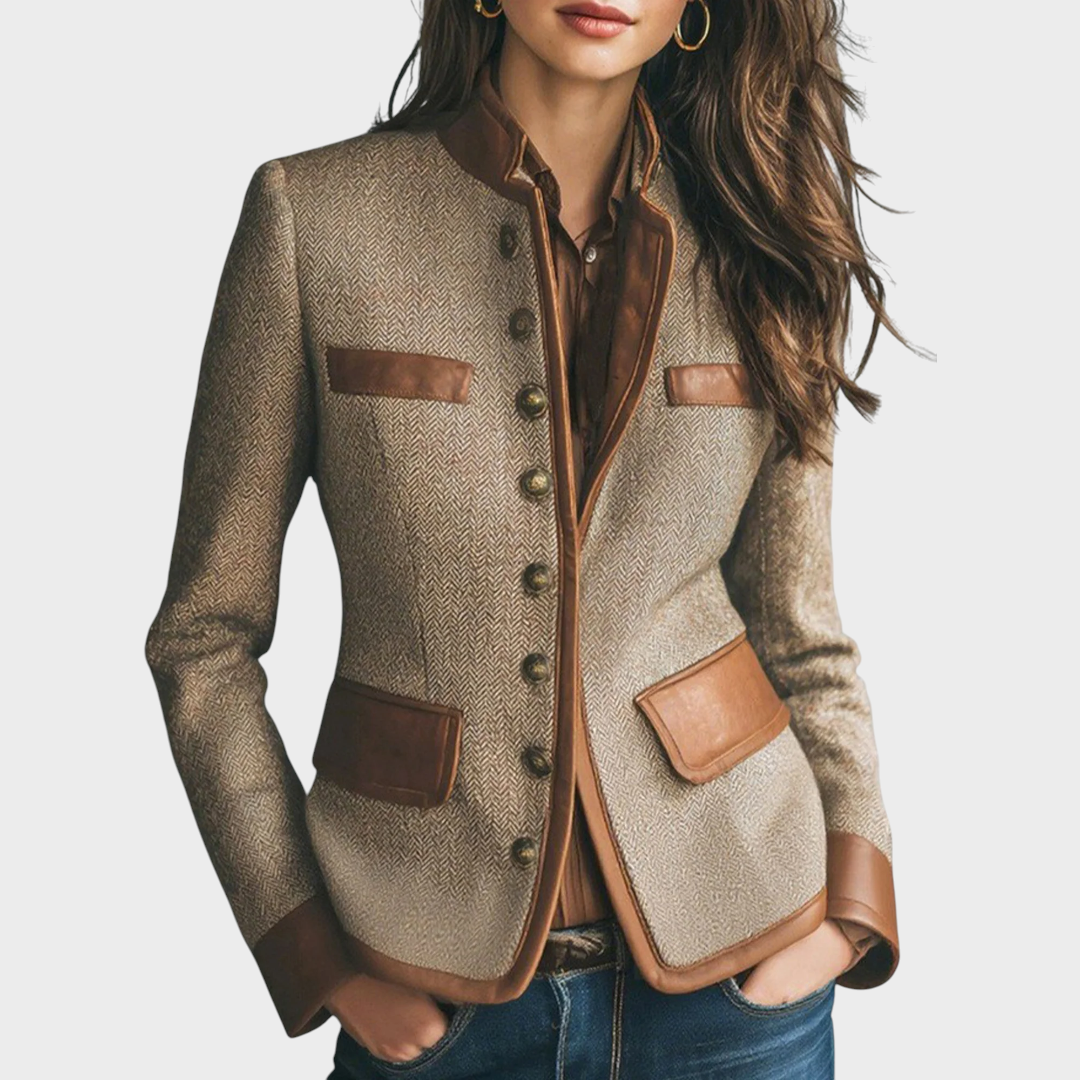 Keith | Urban jacket with buttons, tubular stitching and herringbone collar