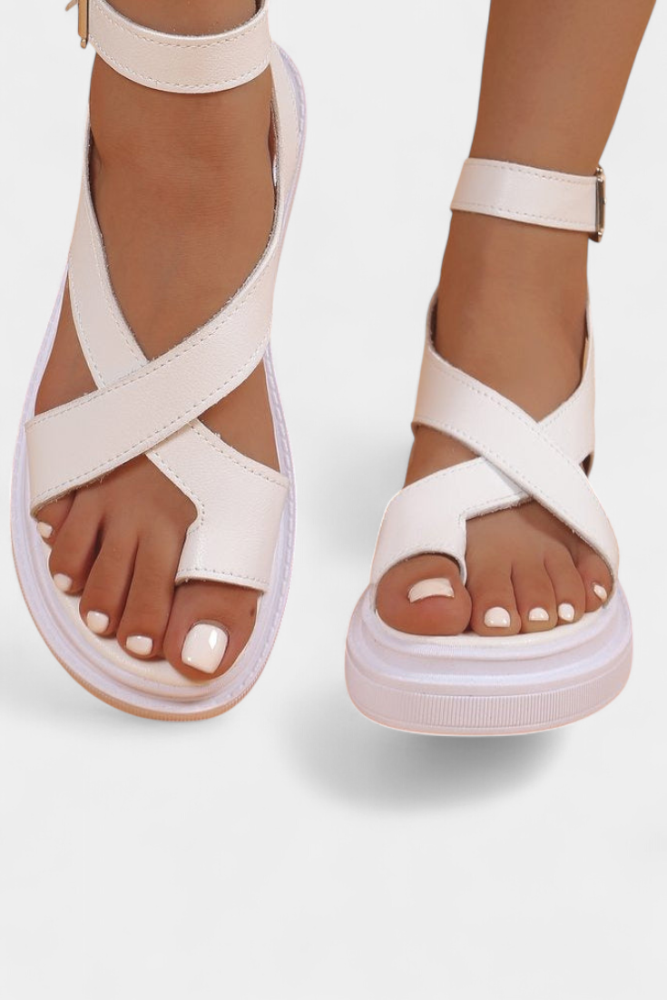 Estela Women's platform sandals with synthetic cross straps