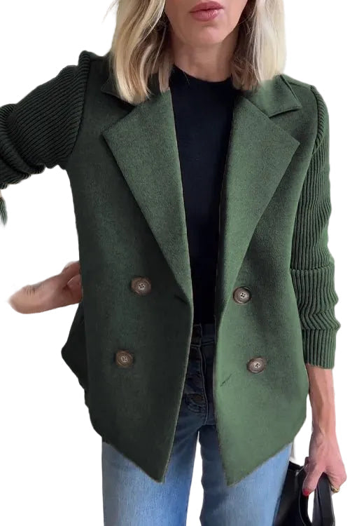 Amora - Elegant Knit-Sleeve Blazer