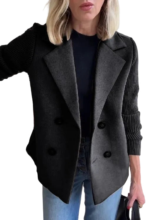 Amora - Elegant Knit-Sleeve Blazer
