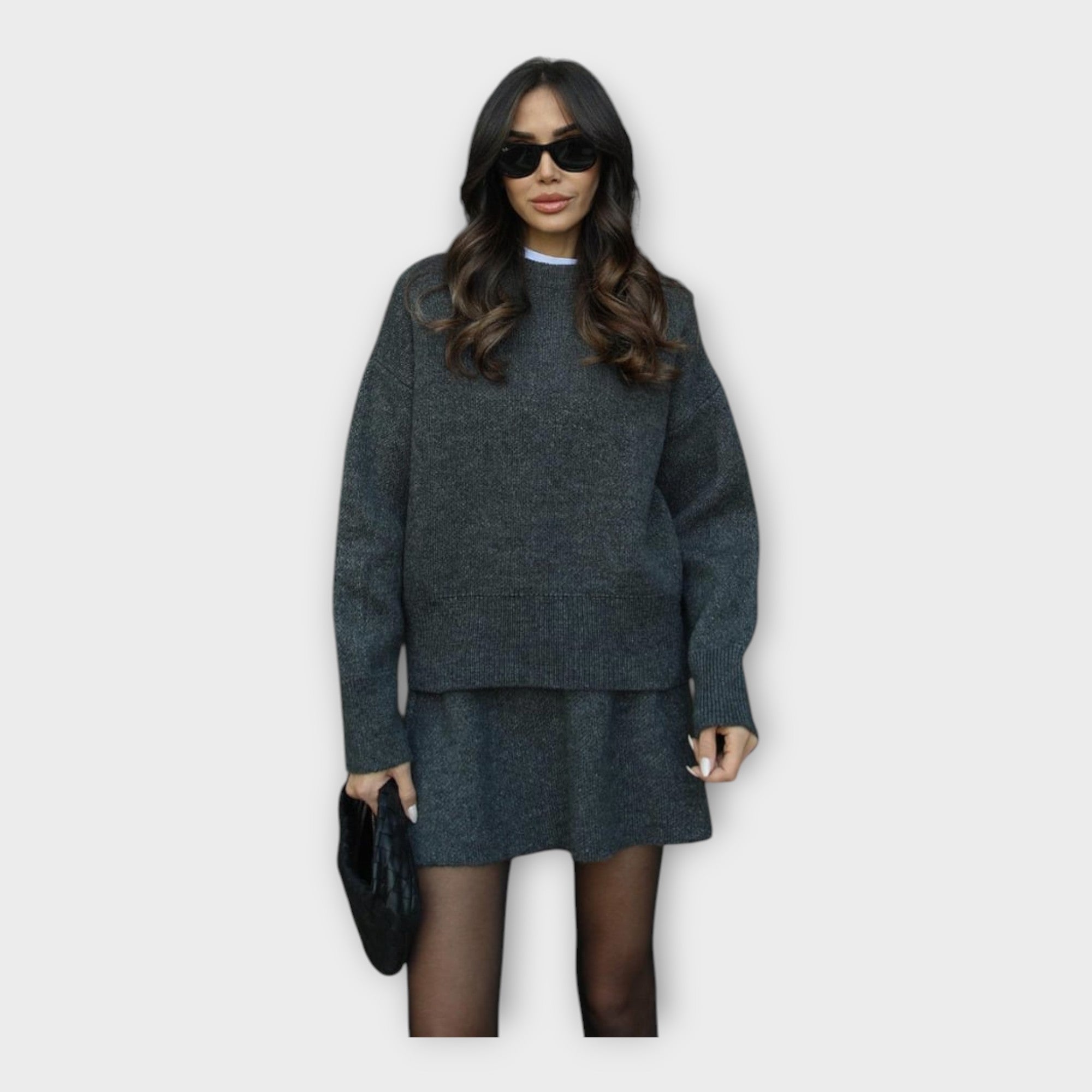 Knitted Blouse and Skirt Set with a Modern Line