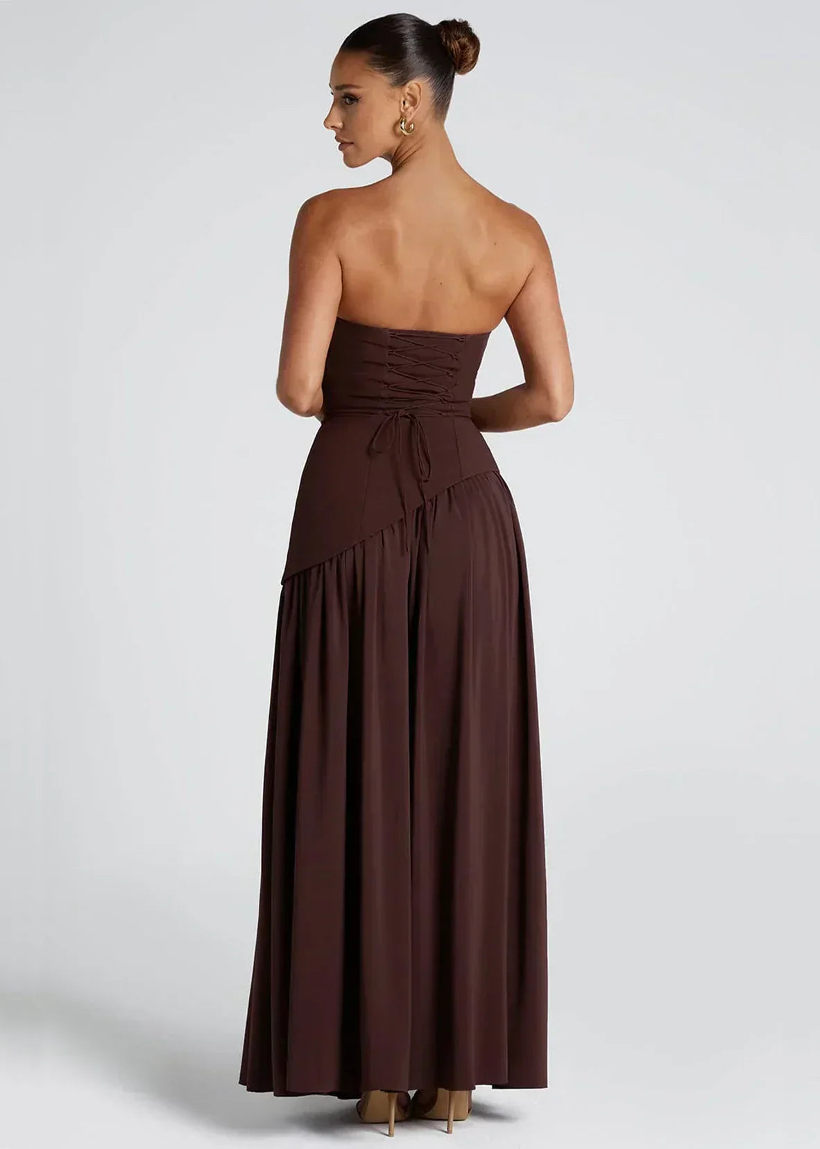 Elena – Maxi Dress with Off Shoulders, Slit & Choker Detail