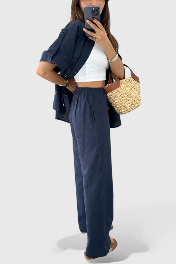 Lani Loose Two-Piece Set with Shirt and Pants