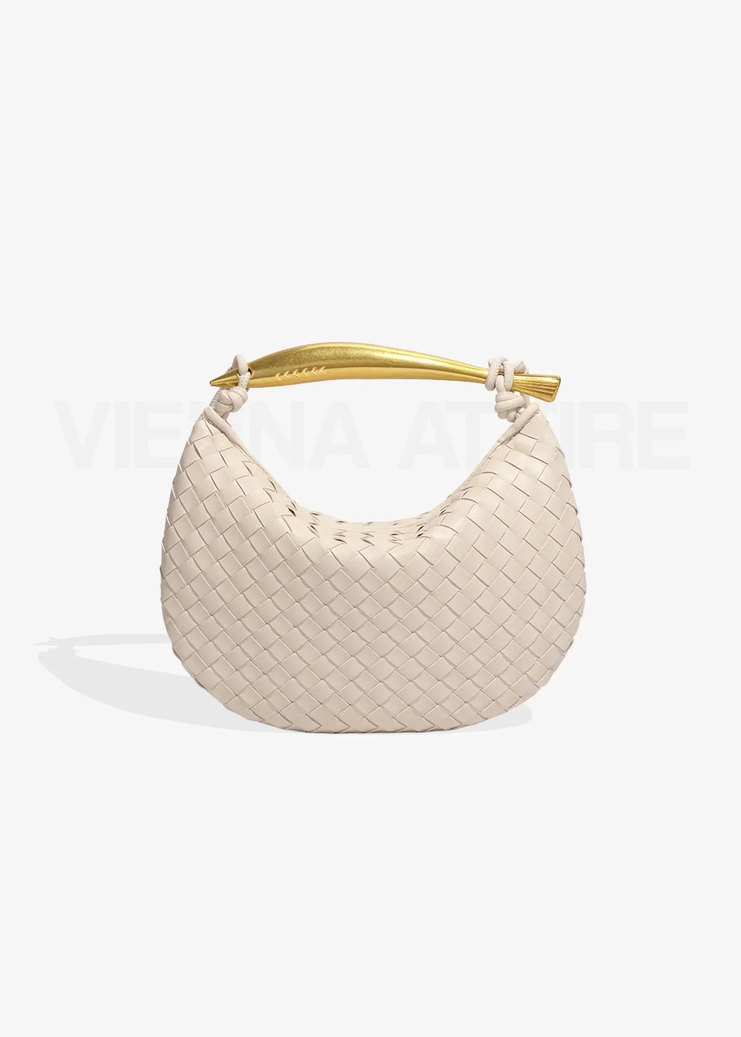 Alexandra – Woven Pattern Bag with Gold Handle