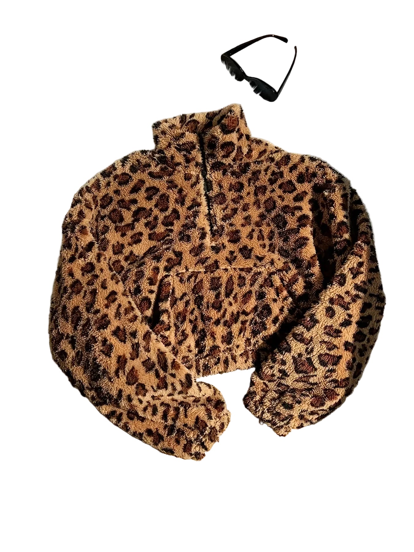 Zaria | Leopard Print Zip Fleece Sweatshirt