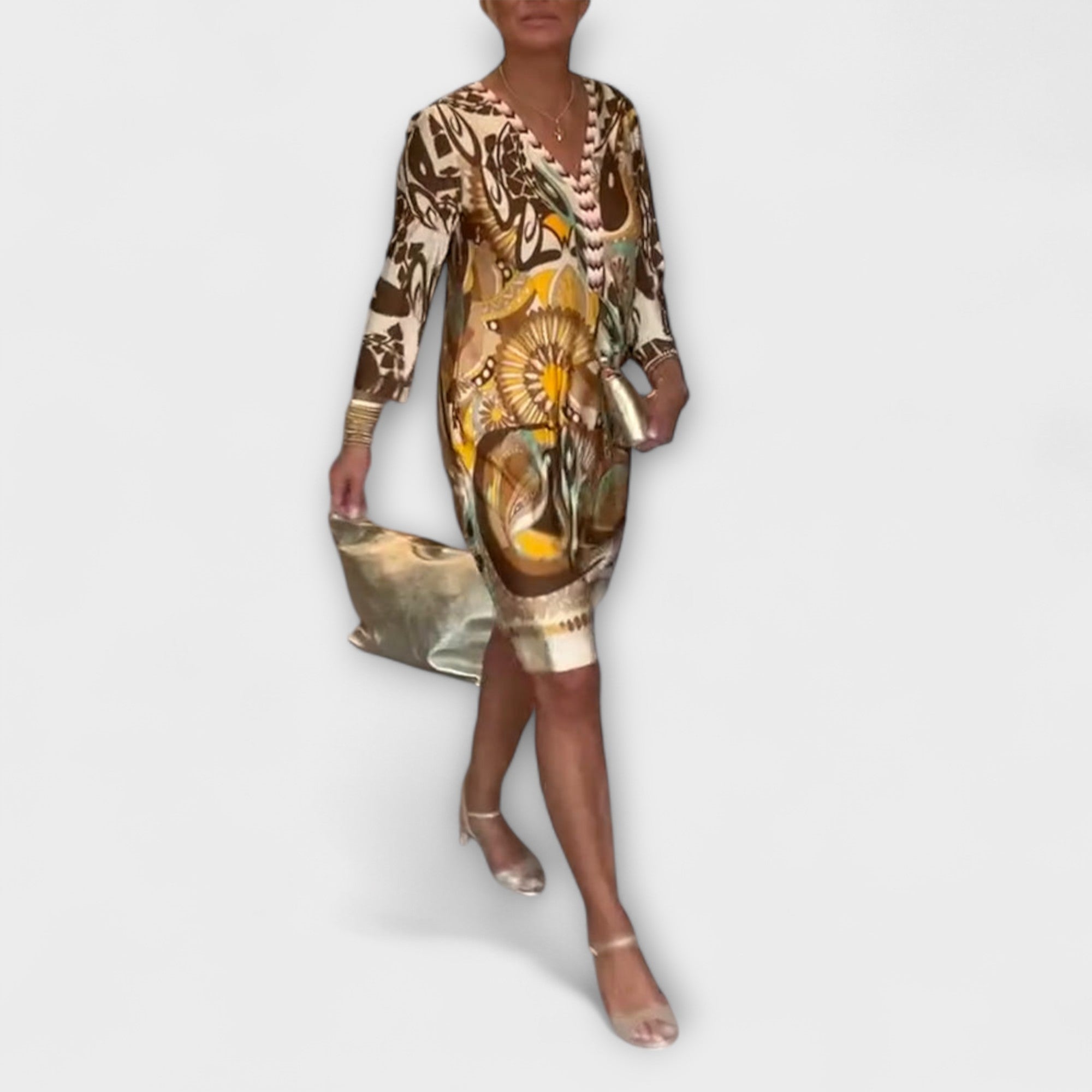 Volné šaty s výstřihem do V (retro design)