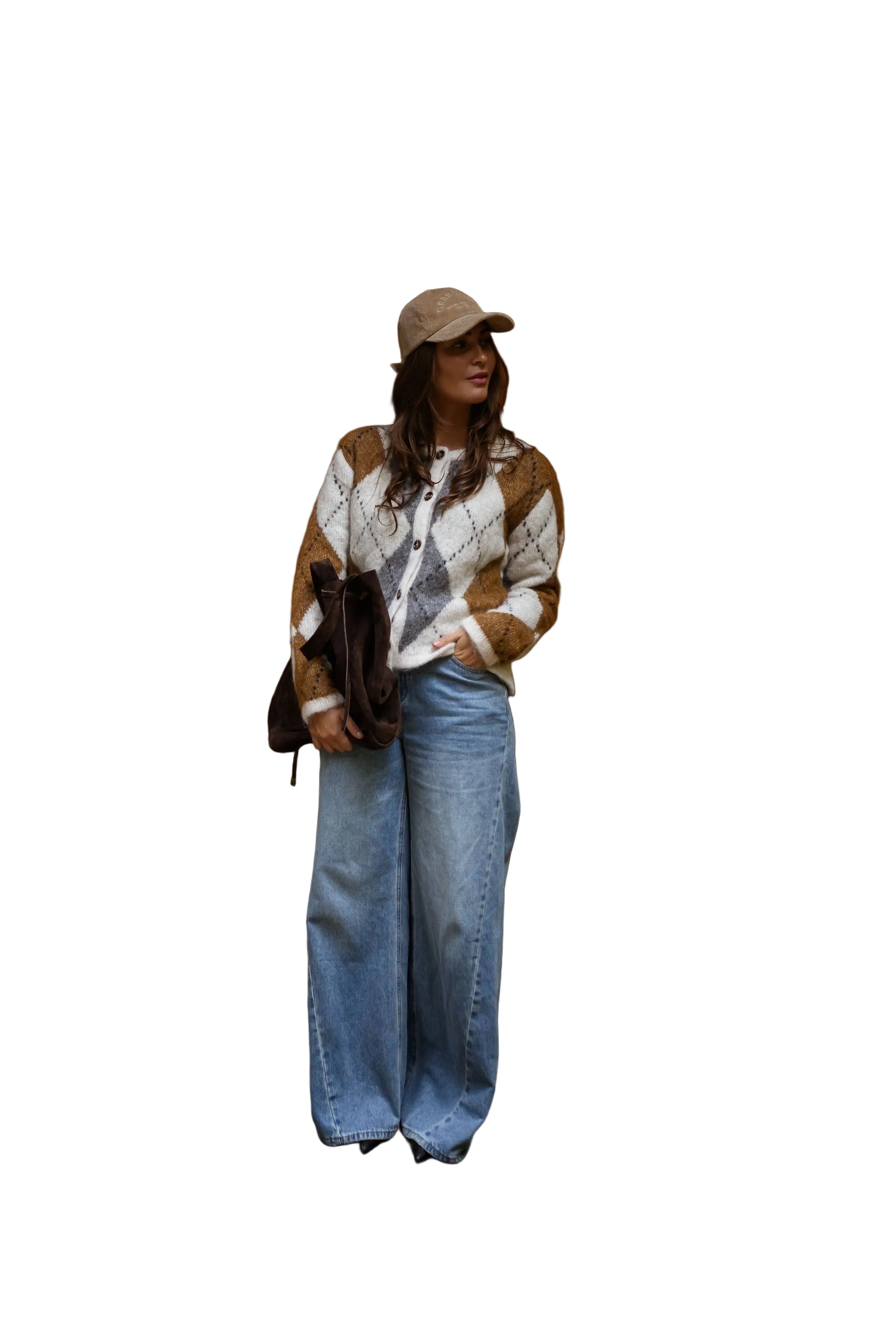 Ruth | Brown Checkered Diaz Cardigan