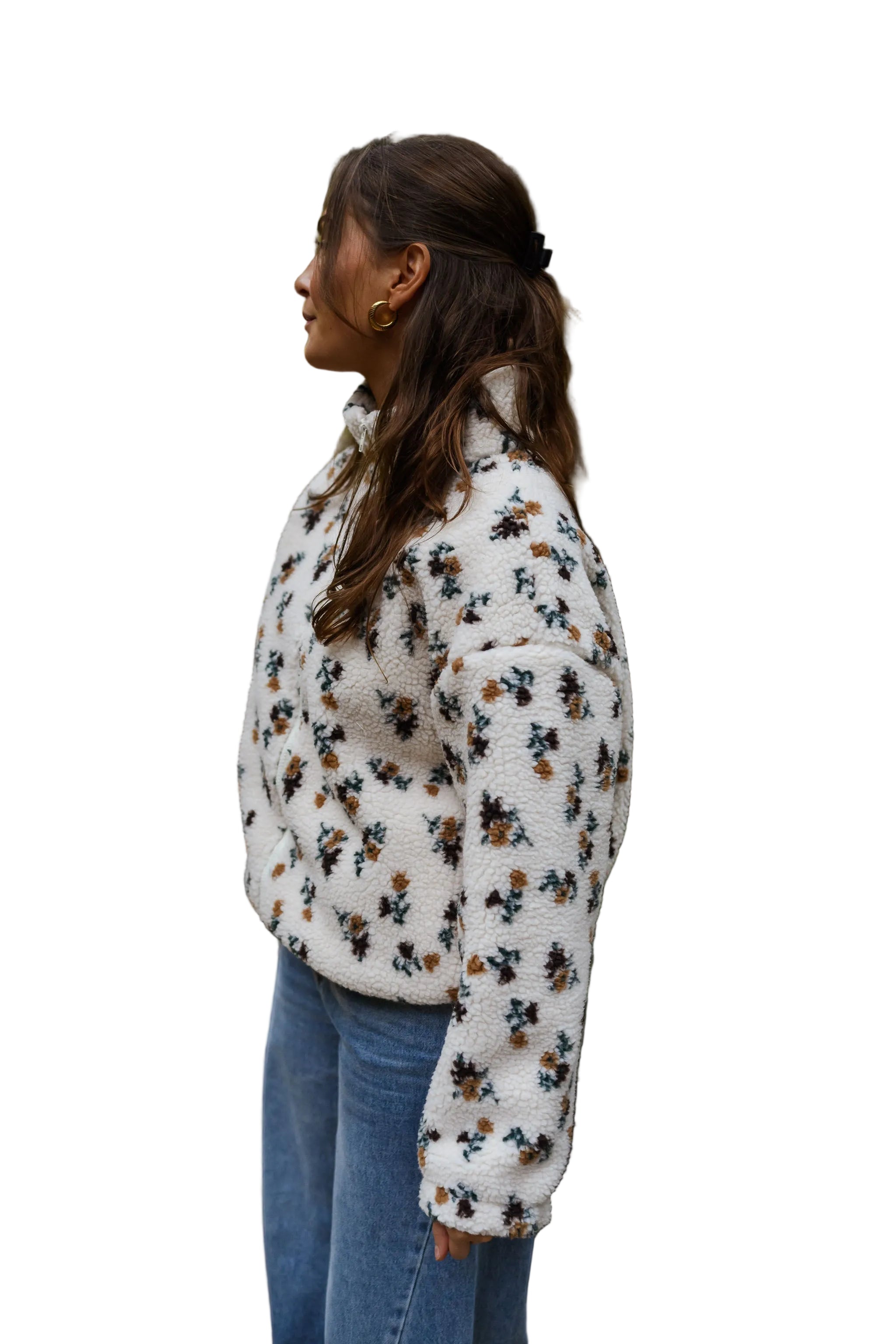 Ecru - Floral Alice Fleece Jacket