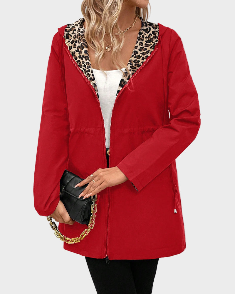 Dionissia | Reversible Jacket with Hat and Leopard Pattern