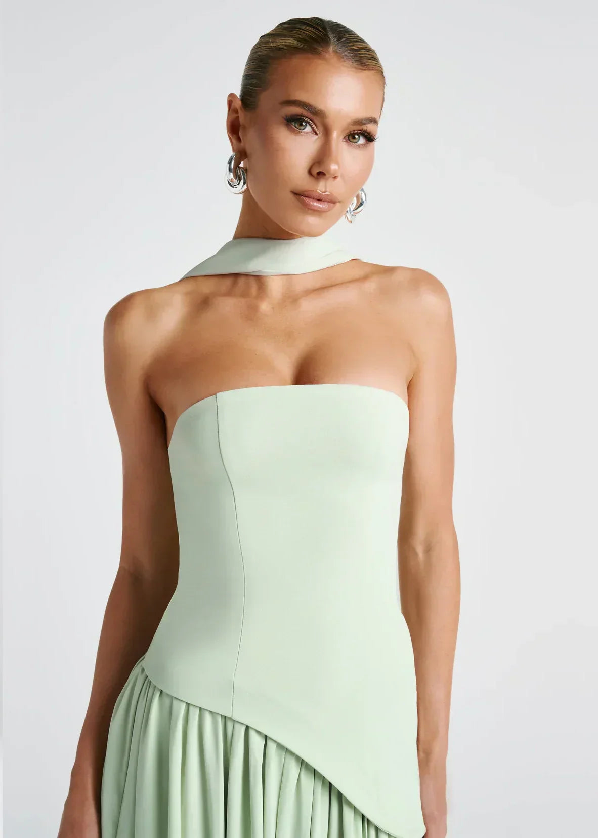 Elena – Maxi Dress with Off Shoulders, Slit & Choker Detail