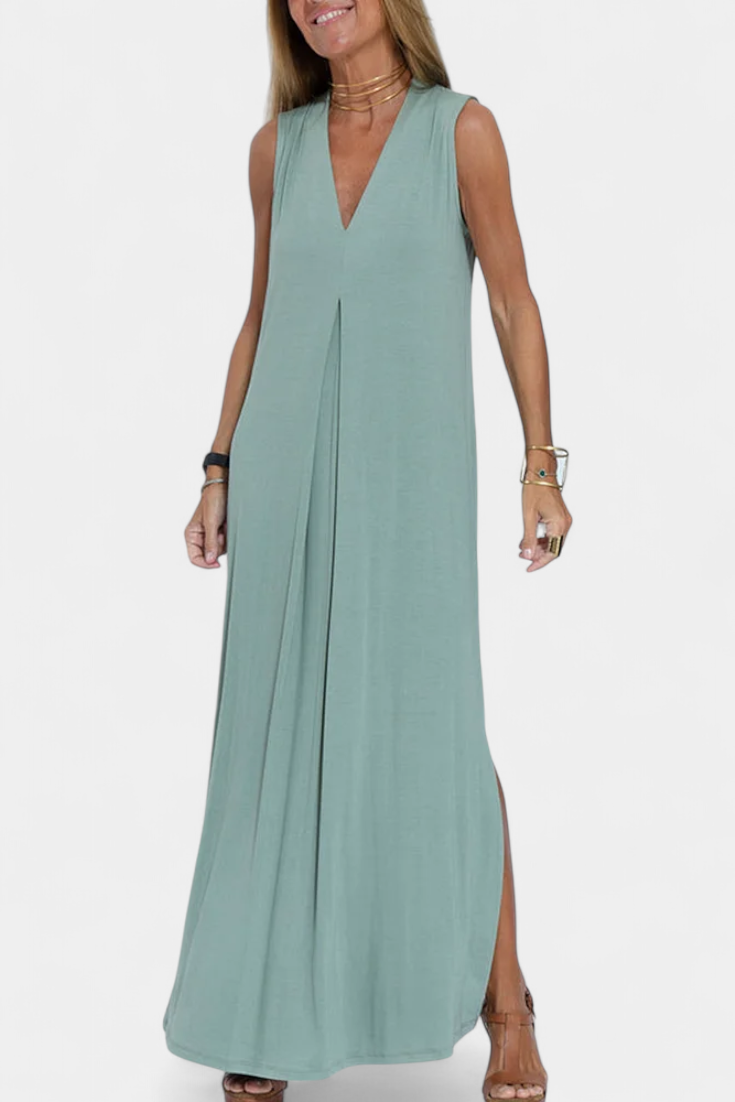 Felisa Elegant Solid Color Maxi Sleeveless Dress