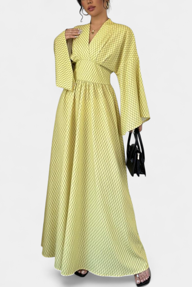 Anelia - Maxi Geometric Dress with V Neckline