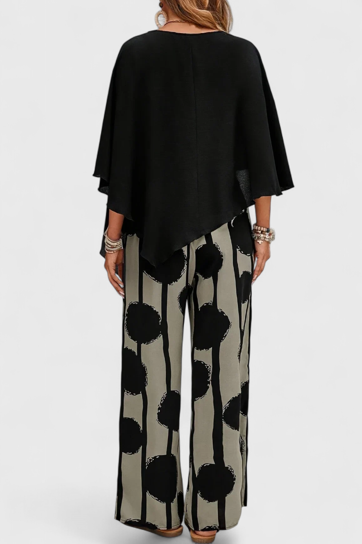 Aleida Asymmetric Top and Printed Pants Set