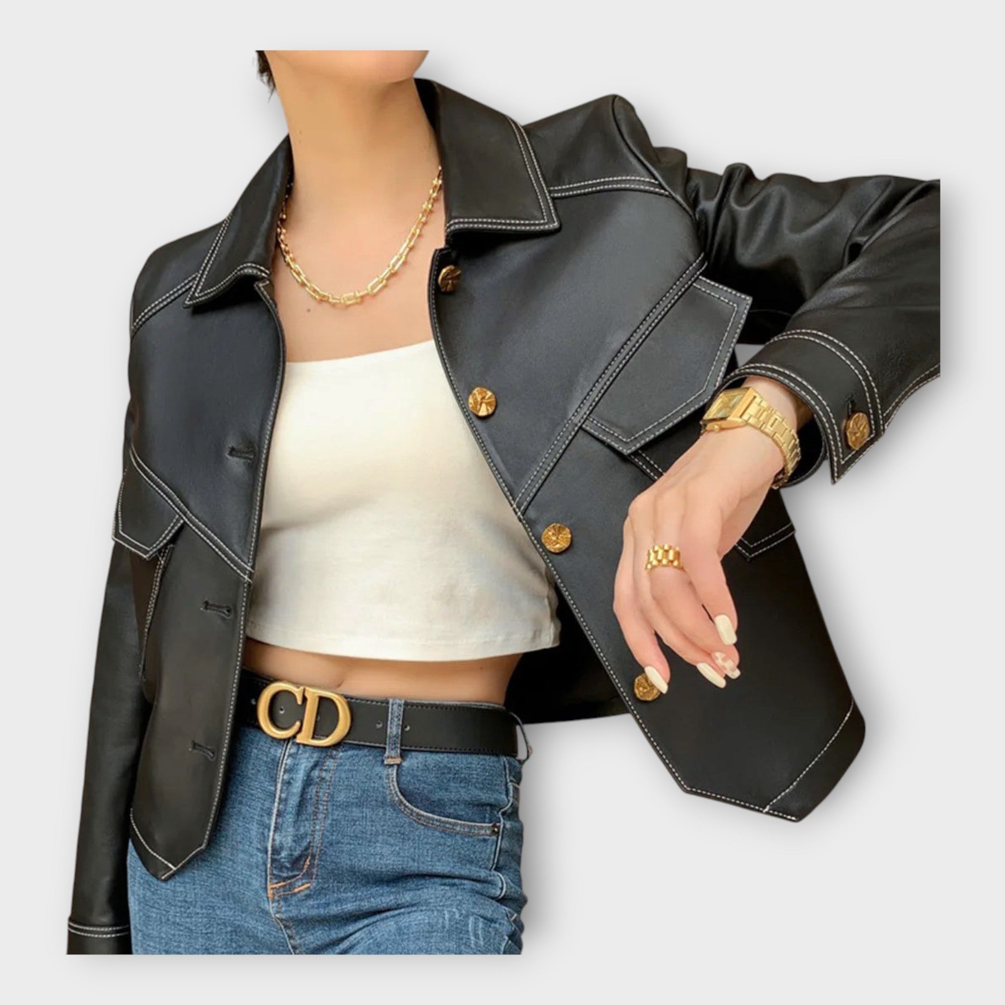 Stylish Leather Jacket with Modern Design and Sophisticated Aesthetics