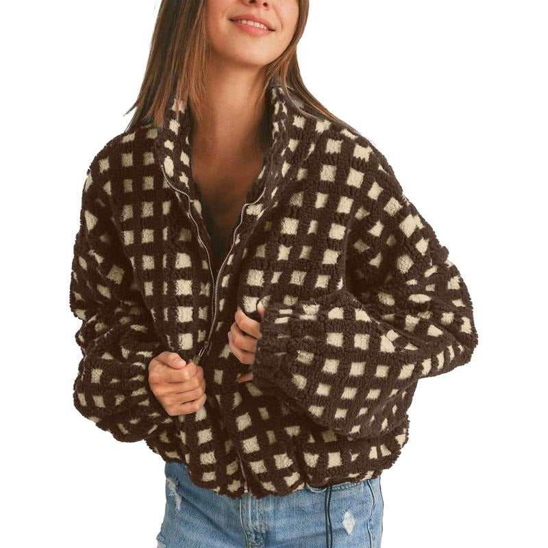 Cynthia | Fleece Jacket with Check Pattern