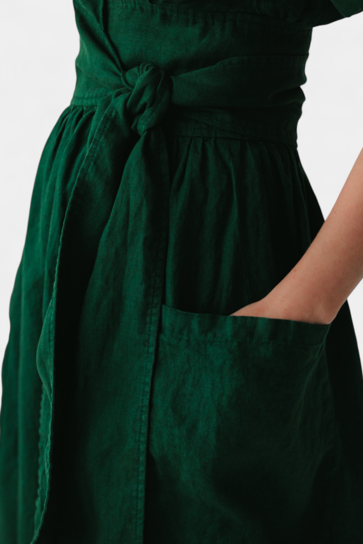 Cressida Cotton Dress with V-Neck and Adjustable Waist