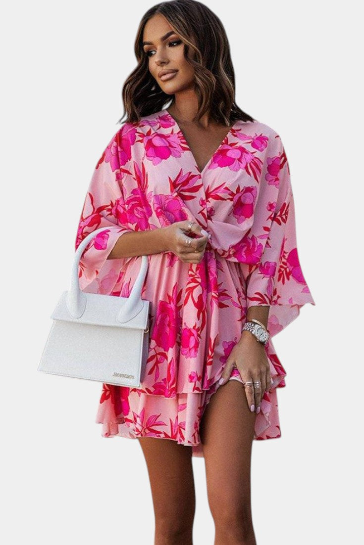 Eliza Mini Dress with Front Knot and Ruffles