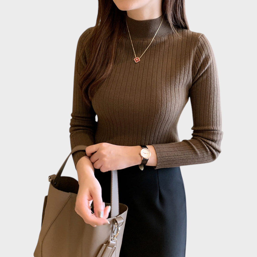 Gretchen | Slim Fit Half Turtleneck Knit Top