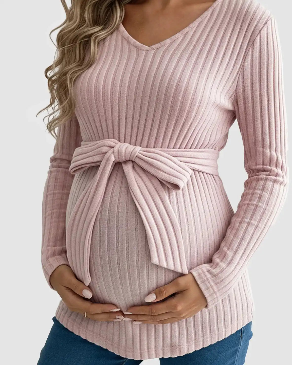 Gloria - Tie-Waist Ribbed Maternity Top