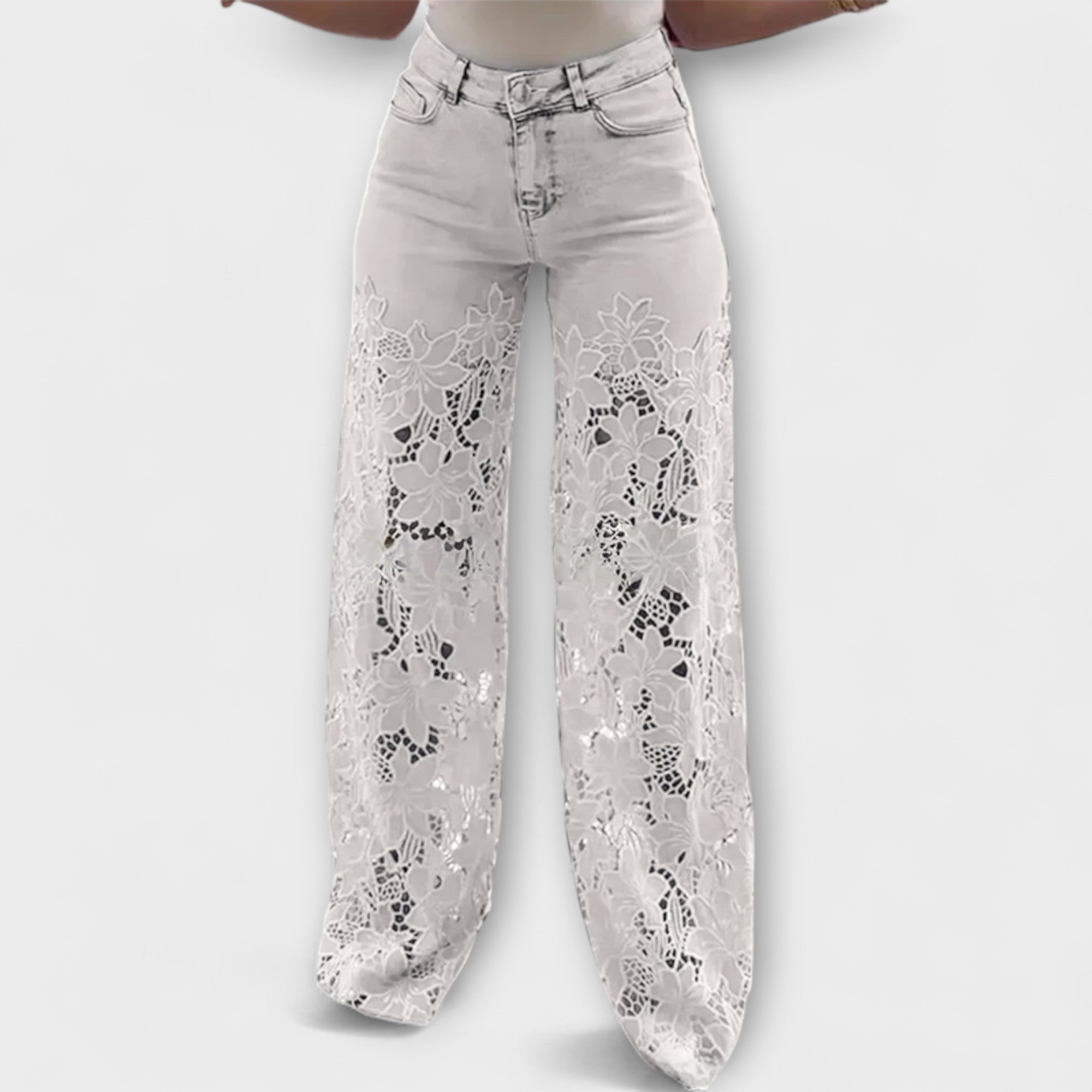 Patchwork jeans with lace in fashion
