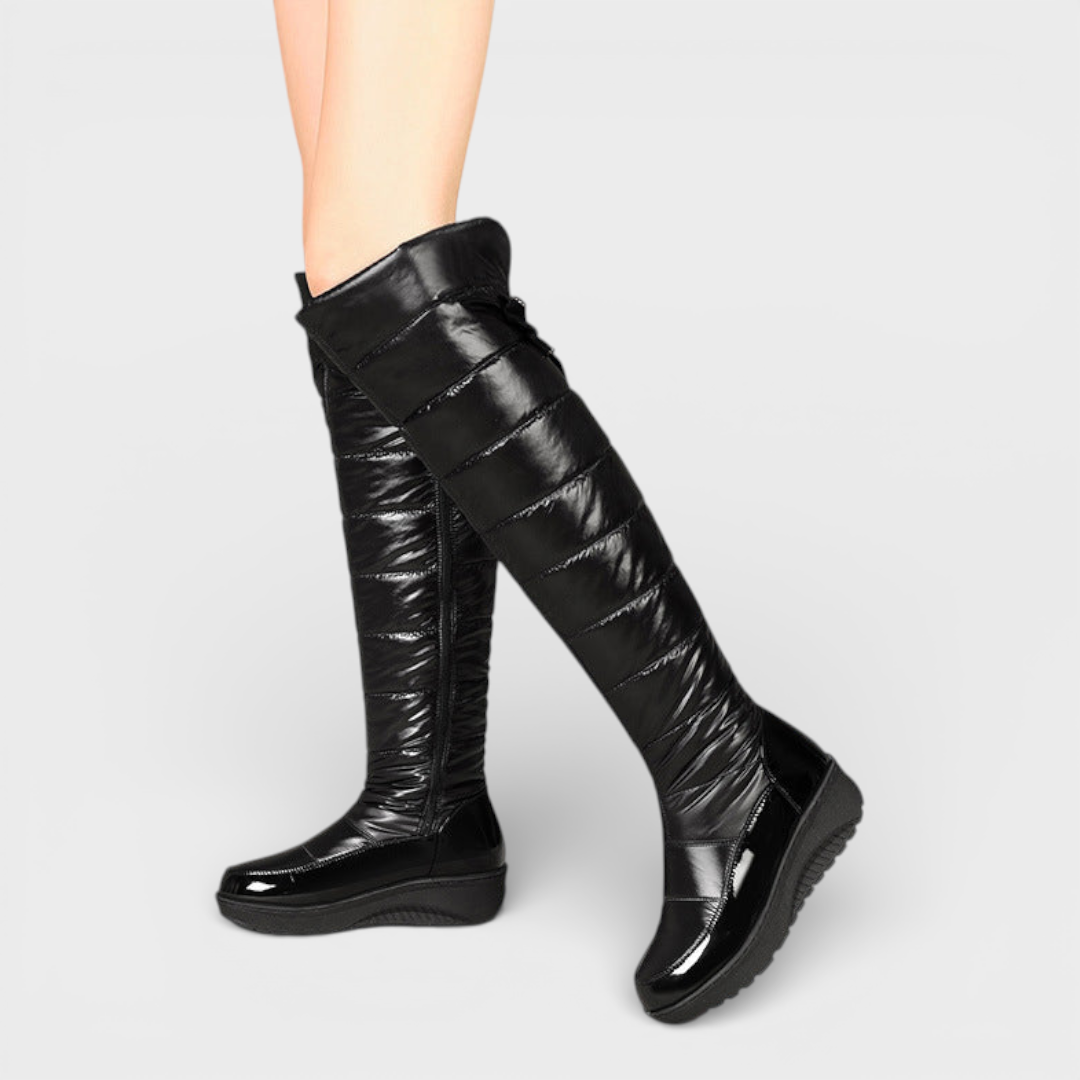 Janeth | Women's Warm Waterproof Tall Boots with Decorative Stripe