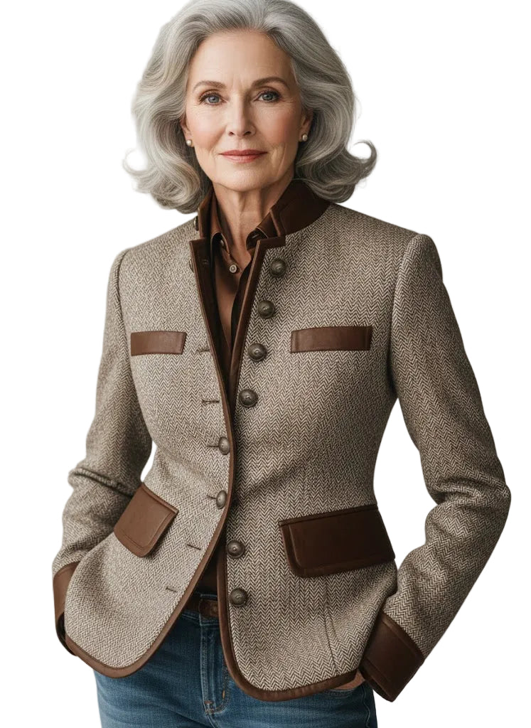 Clarine – Classic Stand-Collar Button Blazer Coat