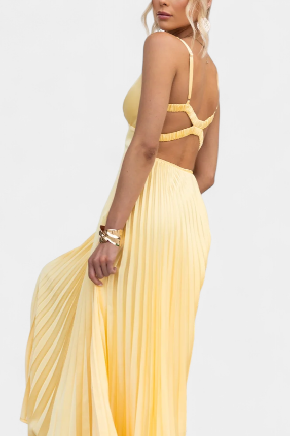 Arlena - Pleated dress with straps and crisscross back