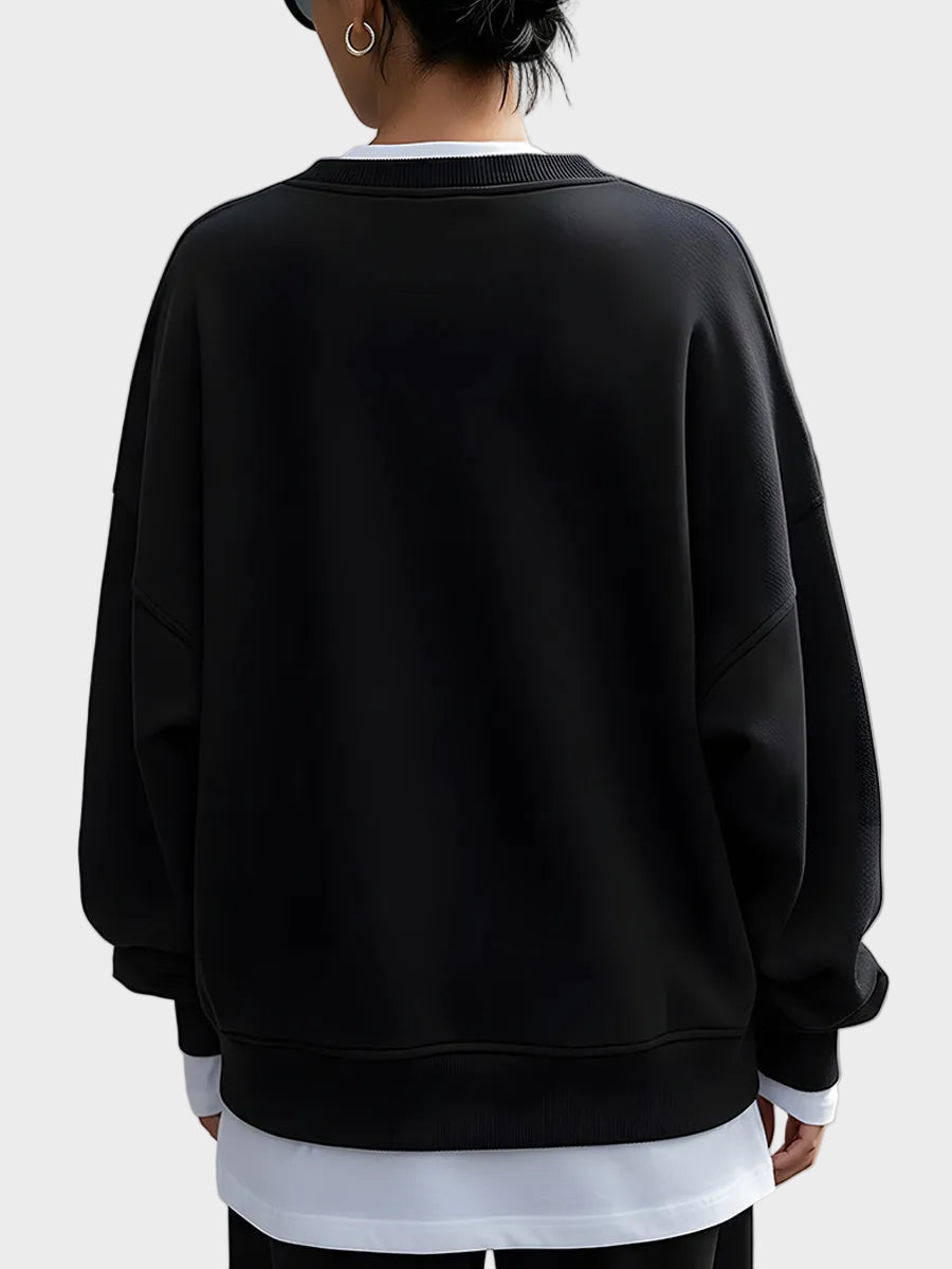 Leslie | Black V-neck Layered Loose Knit Two-Piece Set