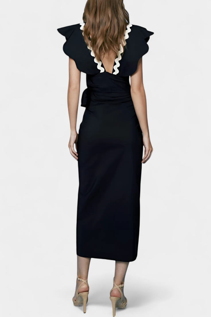 Fabiana Elegant Top with Ruffles and Contrast Stitching