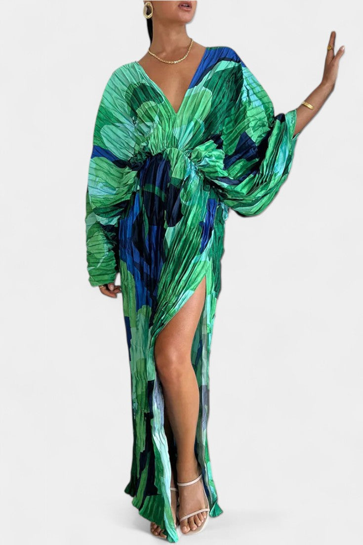 Maxi šaty Rebecca s výřezem a sklady