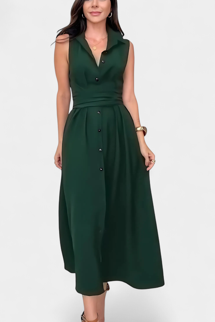 Meryl Shirt Dress with Buttons and Adjustable Belt