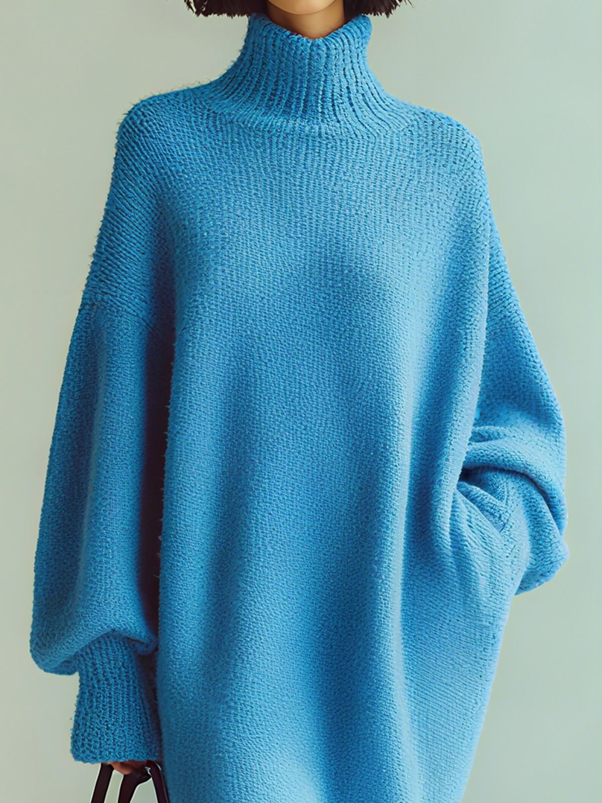 Ohneia | Midi šaty, červenomodrá halenka s dlouhým rukávem, nadměrná velikost