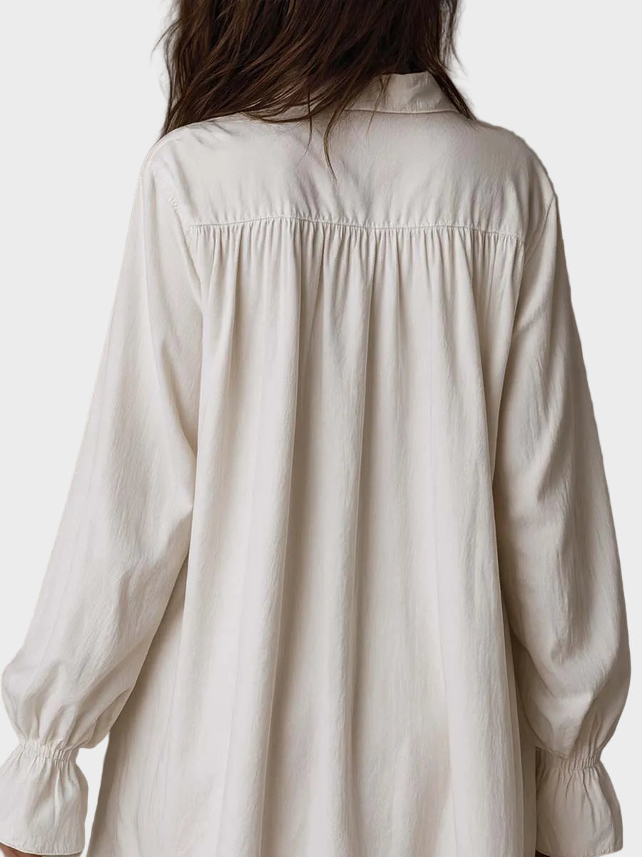 Mary- Retro mini dress with lace, asymmetrical hem and long sleeves