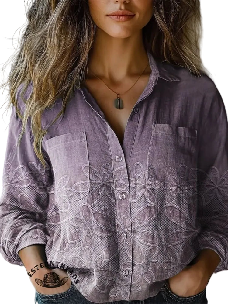 Ananya - Vintage Floral Art Print Casual Sweatshirt