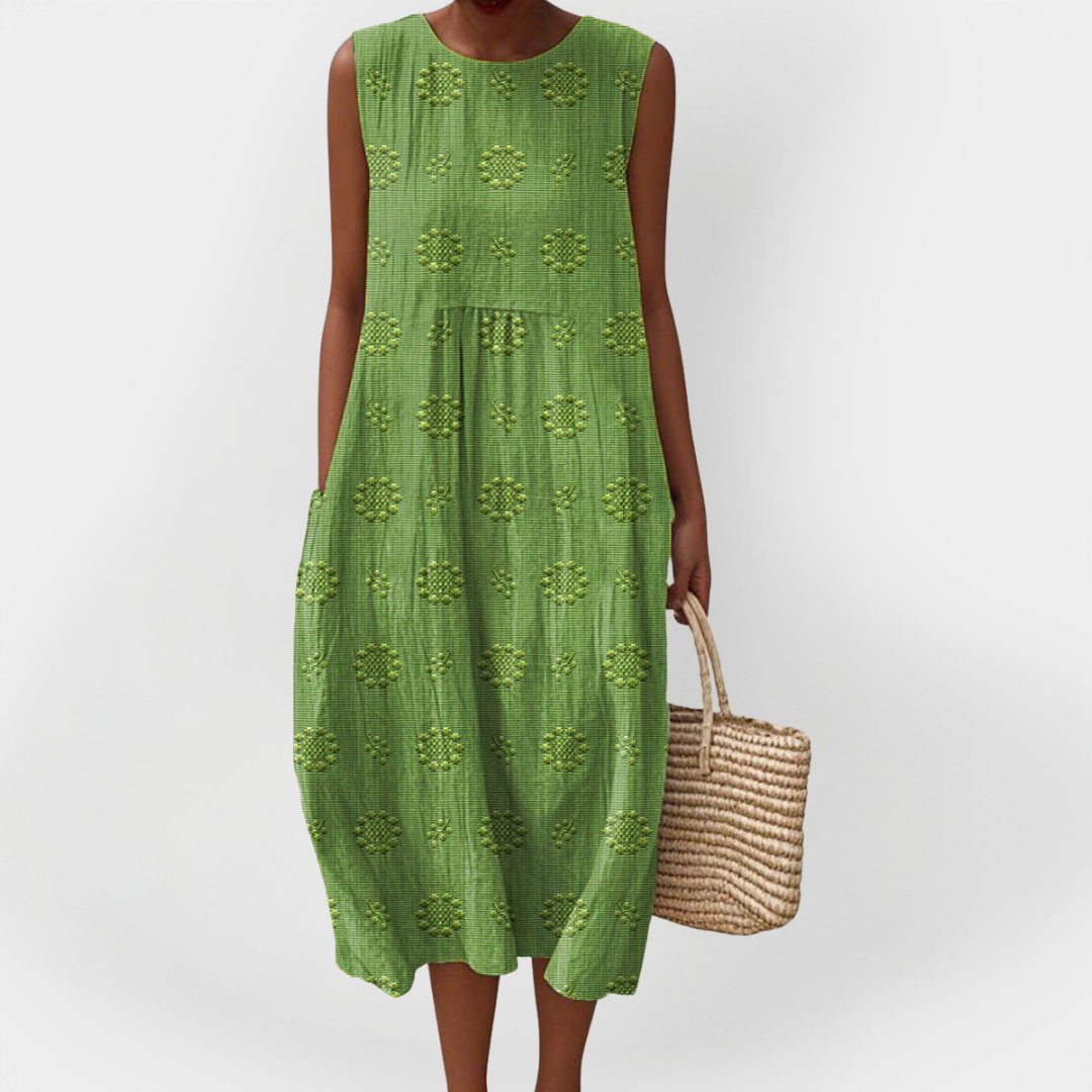 Elegantní bavlněné šaty bez rukávů s kapsami