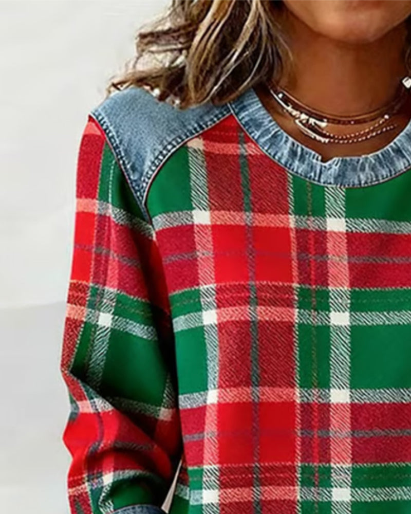 Ivy | Sweatshirt with plaid patches
