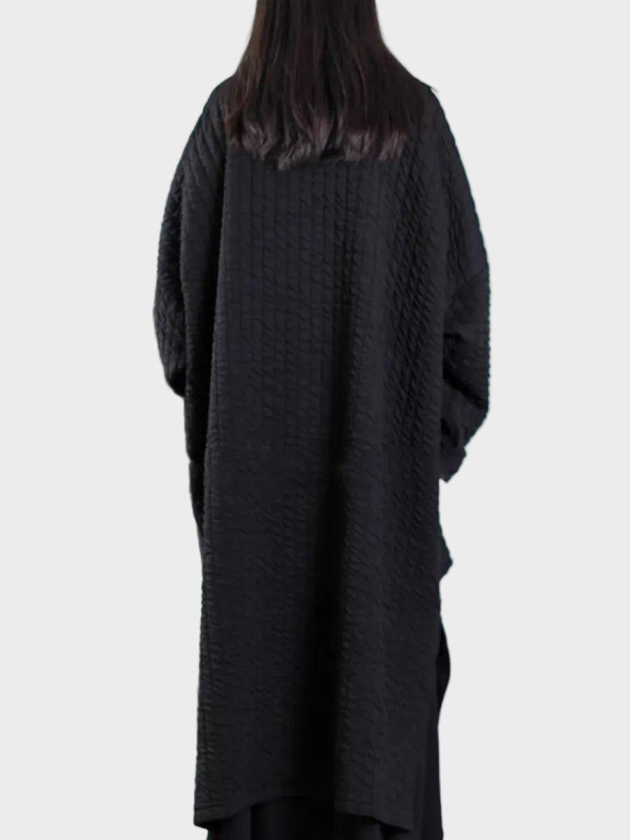 Adellefa | Plus Size Women Autumn Pure Color V-Neck Padded Long Coat